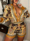 Gorgeousladie Printed Bomber Jacket & Shorts Set