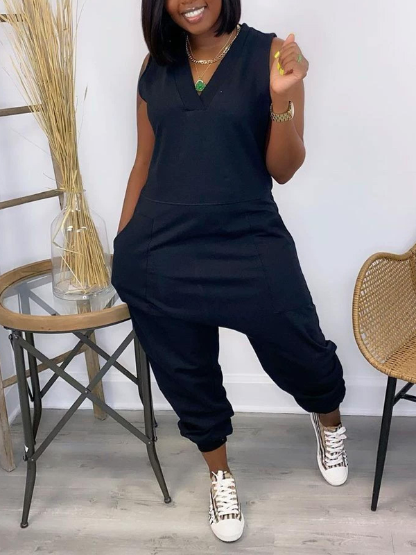 V-Neck Sleeveless Jumpsuit
