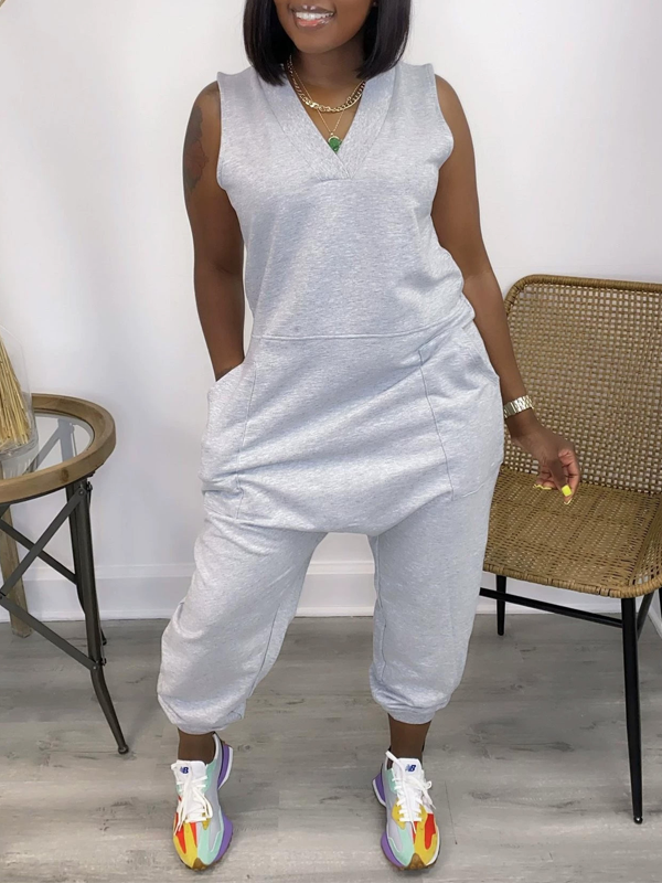V-Neck Sleeveless Jumpsuit