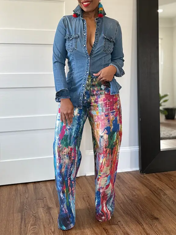 Motionkiller Abstract Printed Straight Jeans