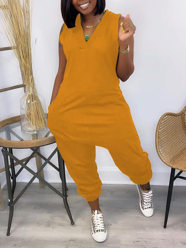 V-Neck Sleeveless Jumpsuit