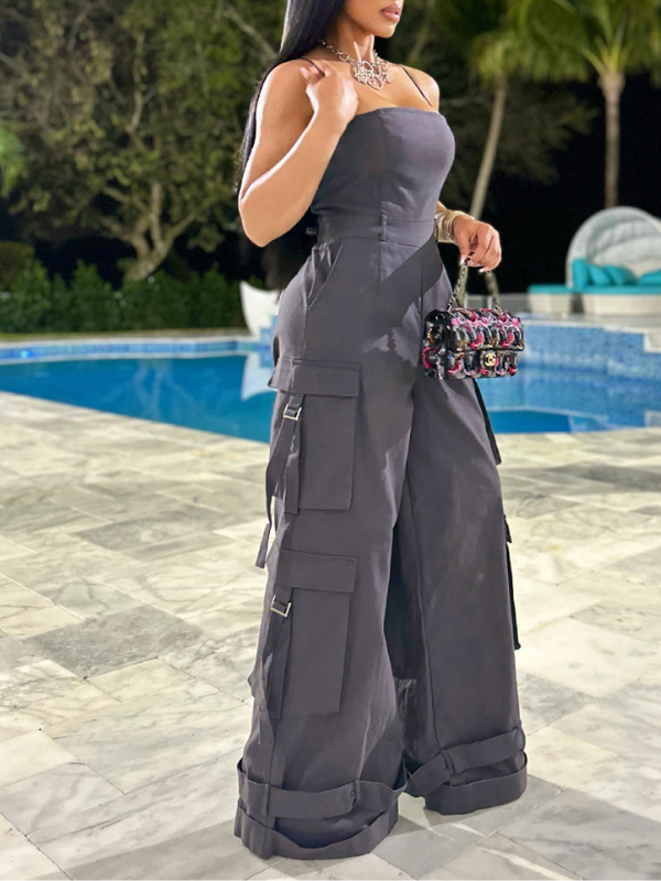 Gorgeousladie  Solid Cami Cargo Jumpsuit