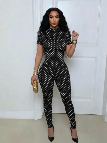 Dot Open-Back Jumpsuit