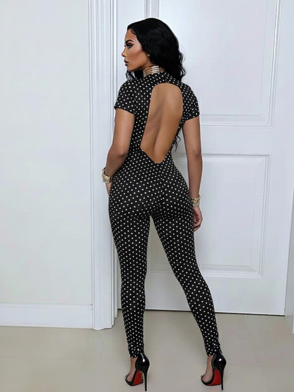 Dot Open-Back Jumpsuit