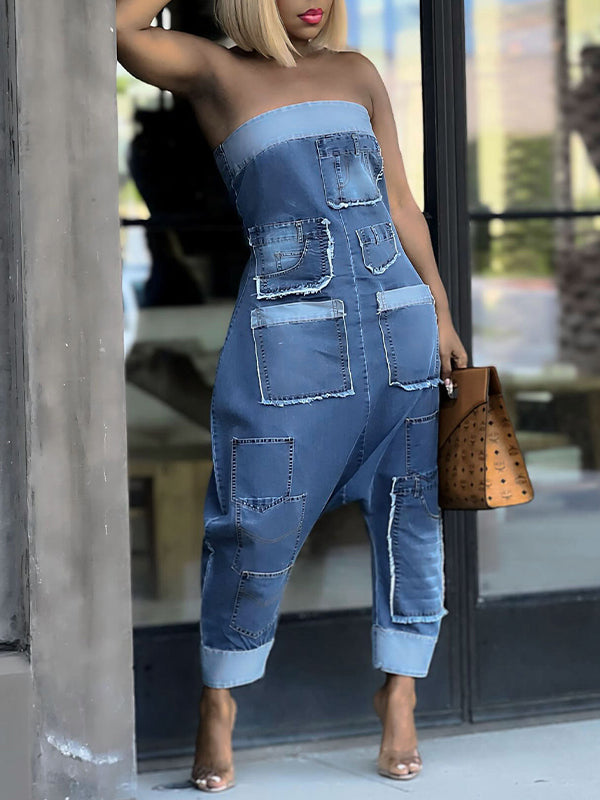 Strapless Denim Jumpsuit