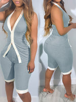 Gorgeousladie Halter Vest & Biker Shorts Set
