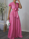 Gorgeousladie Solid Tied Top & Wide-Leg Pants Set