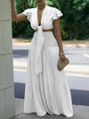Gorgeousladie Solid Tied Top & Wide-Leg Pants Set