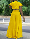 Gorgeousladie Solid Tied Top & Wide-Leg Pants Set