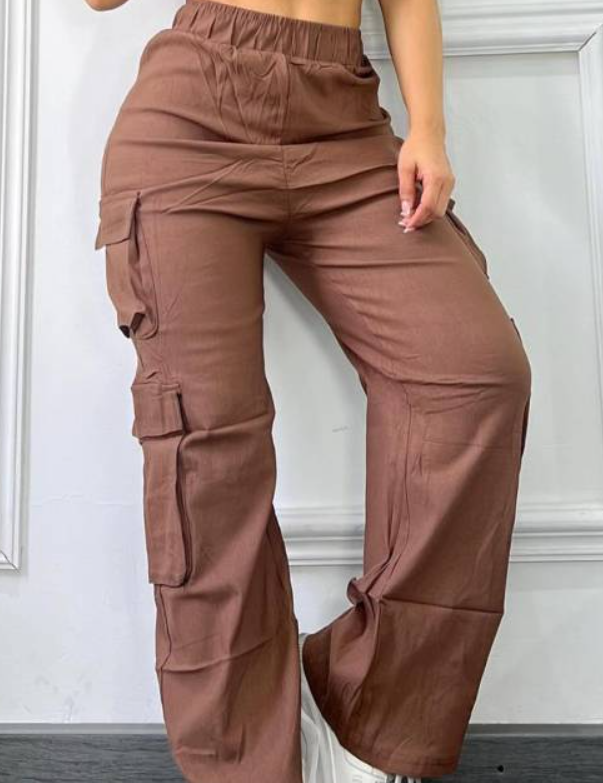 Solid Cargo Pants