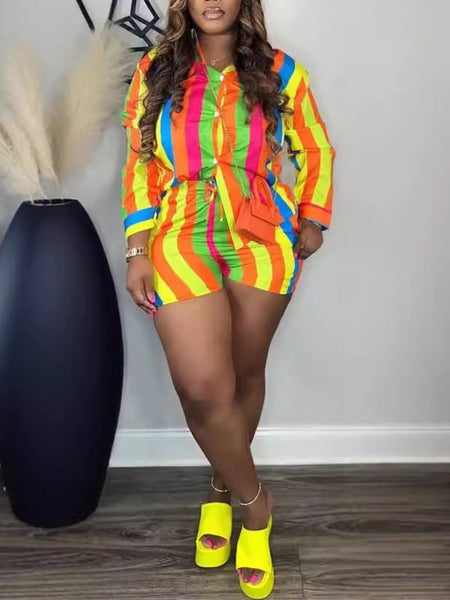 Stripe Shirt & Shorts Set