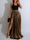 Tank Top & Sparkle Slit Skirt Set