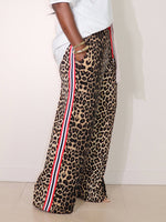 Side-Stripe Leopard Pants