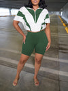 Two-Tone Zip Top & Shorts Set