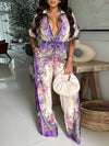Printed V-Neck Jumpsuit