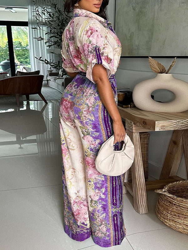 Printed V-Neck Jumpsuit