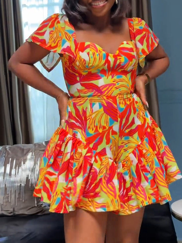 Printed Ruffle Romper