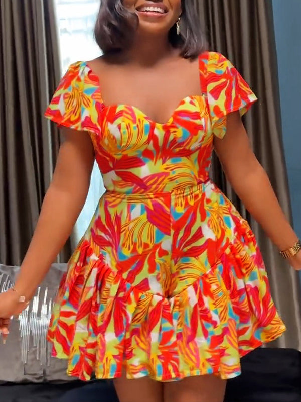 Printed Ruffle Romper