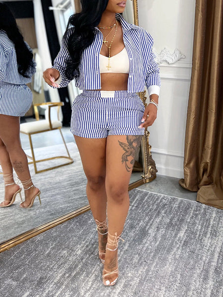 Stripe Shirt & Shorts Set