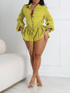 Solid Button-Front Romper