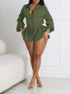 Solid Button-Front Romper