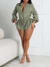 Solid Button-Front Romper