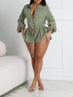 Solid Button-Front Romper