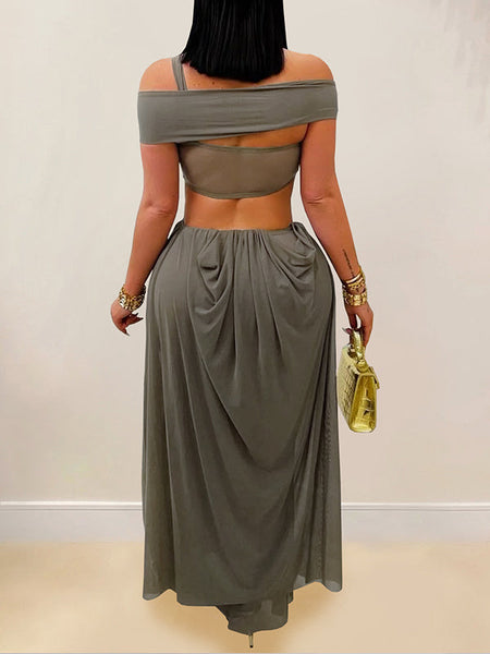 Off-Shoulder Cutout Maxi Dress