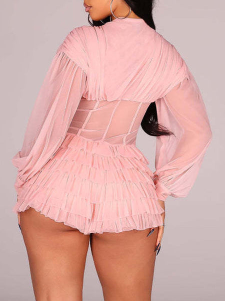 V-Neck Frilled Romper