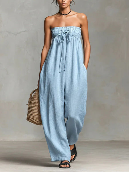 Strapless Wide-Leg Jumpsuit