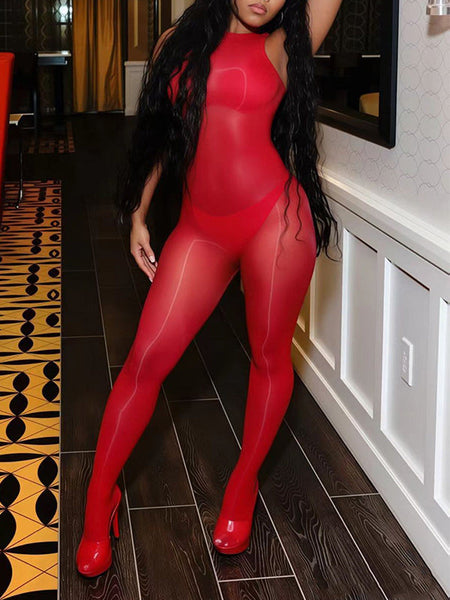 Body Gloss Sleeveless Jumpsuit