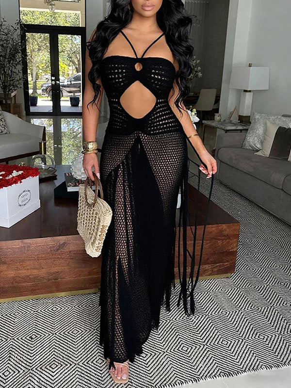 Knit Fringe Cami Dress