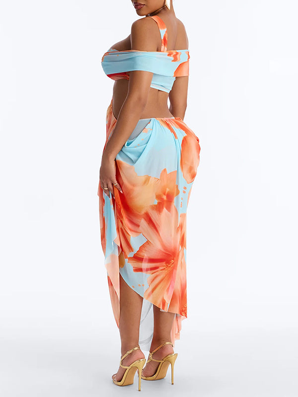 Printed Off-Shoulder Cutout Dress