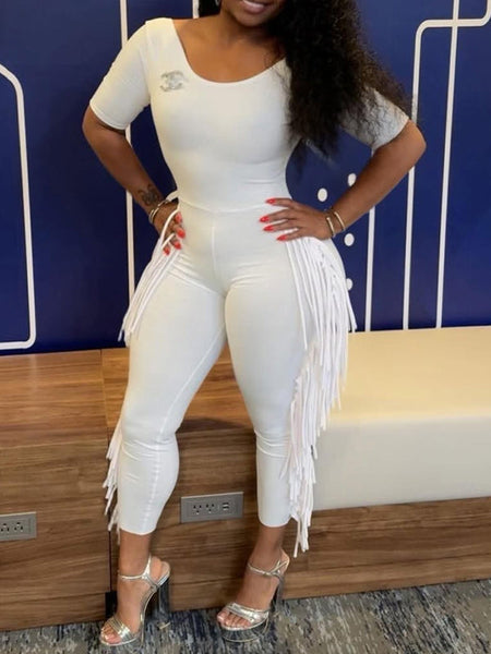 Solid Fringe Jumpsuit