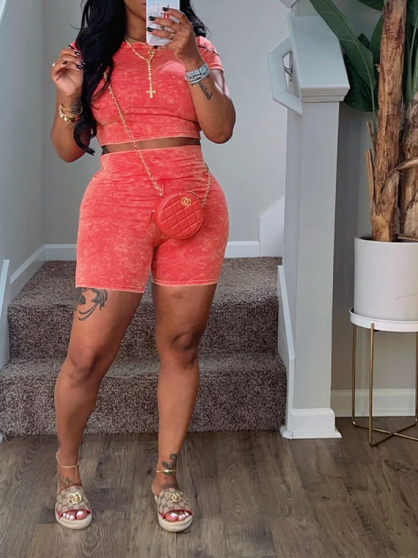 Gorgeousladie Printed Tee & Biker Shorts Set