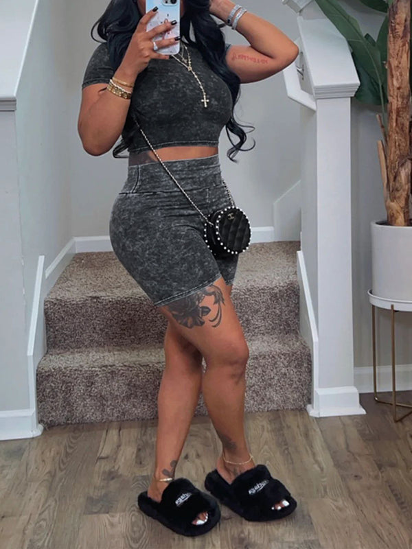 Gorgeousladie Printed Tee & Biker Shorts Set
