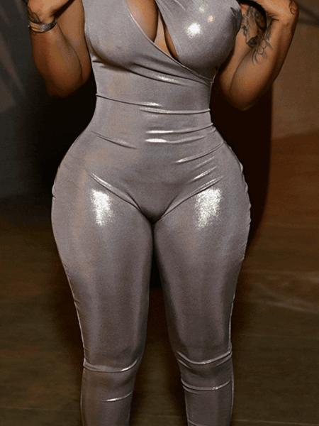 Shimmer One-Shoulder Cutout Jumpsuit