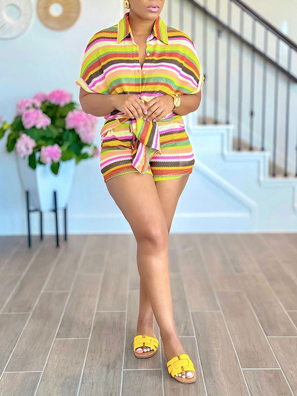 Stripe Shirt & Shorts Set