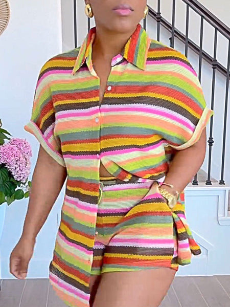 Stripe Shirt & Shorts Set