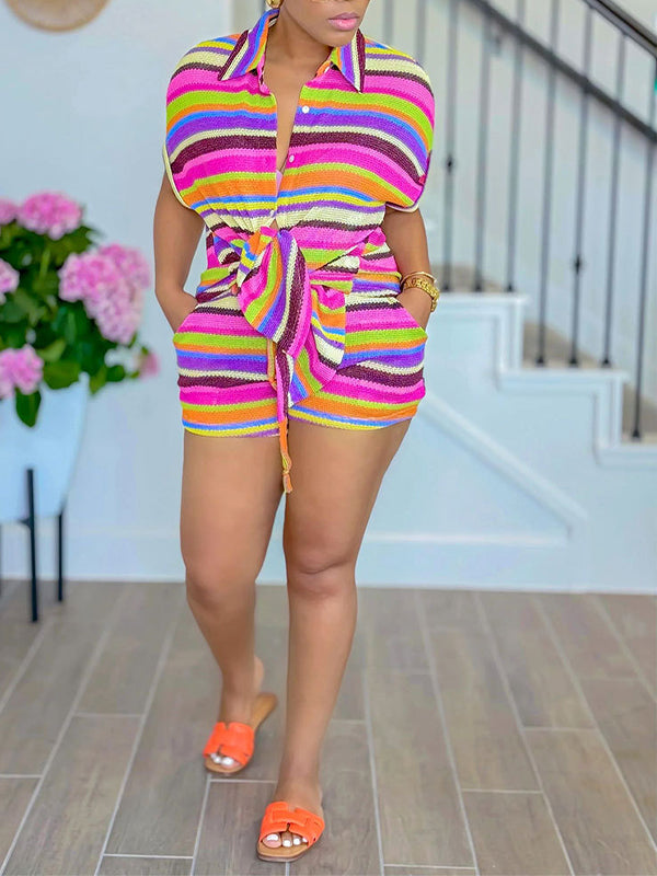 Stripe Shirt & Shorts Set