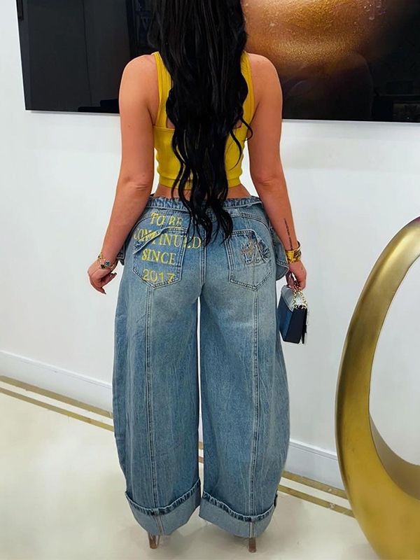 Double-Waist Wide-Leg Jeans