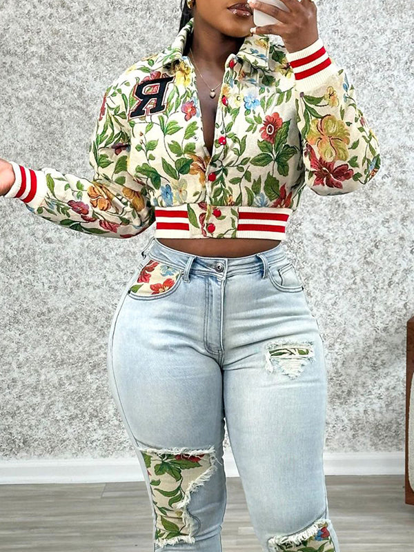 Printed Bomber Jacket--Clearance