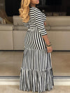Gorgeousladie Stripe Ruffle Maxi Dress