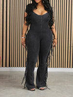 Solid Fringed Jumpsuit