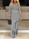 Gorgeousladie Stripe Ruffle Maxi Dress