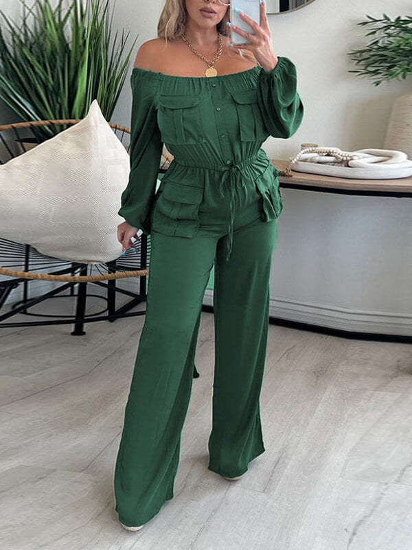 Gorgeousladie Off-Shoulder Drawstring Jumpsuit