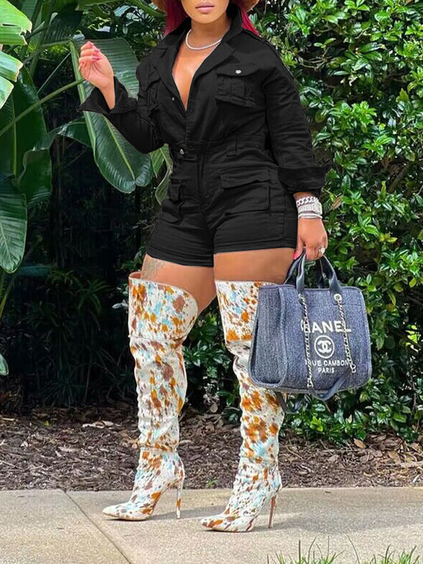 Gorgeousladie Solid Cargo Romper