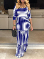 Gorgeousladie Stripe Ruffle Maxi Dress