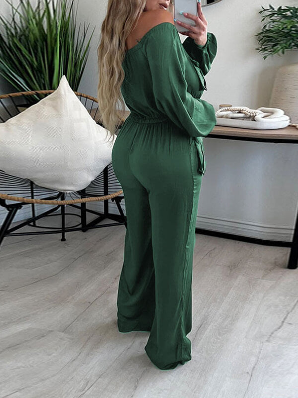 Gorgeousladie Off-Shoulder Drawstring Jumpsuit