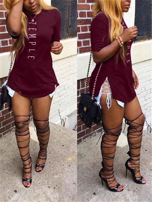Gorgeousladie Side-Slit Slogan T-shirt